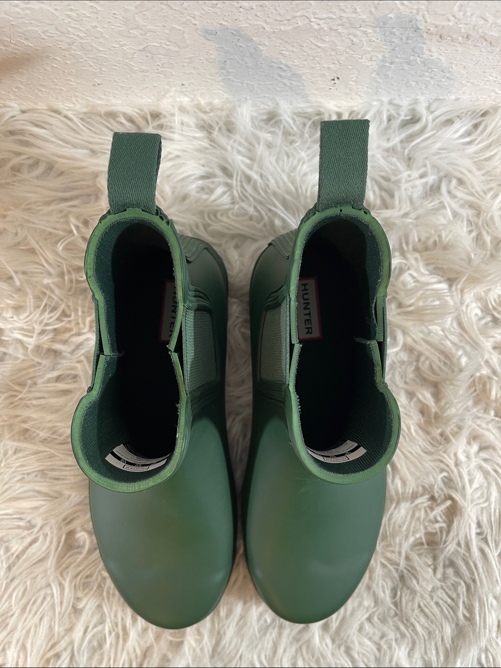 HUNTER Original Chelsea Boots Green Slip-On Rubber Ankle Boots Size 10 NEW - Picture 3 of 14